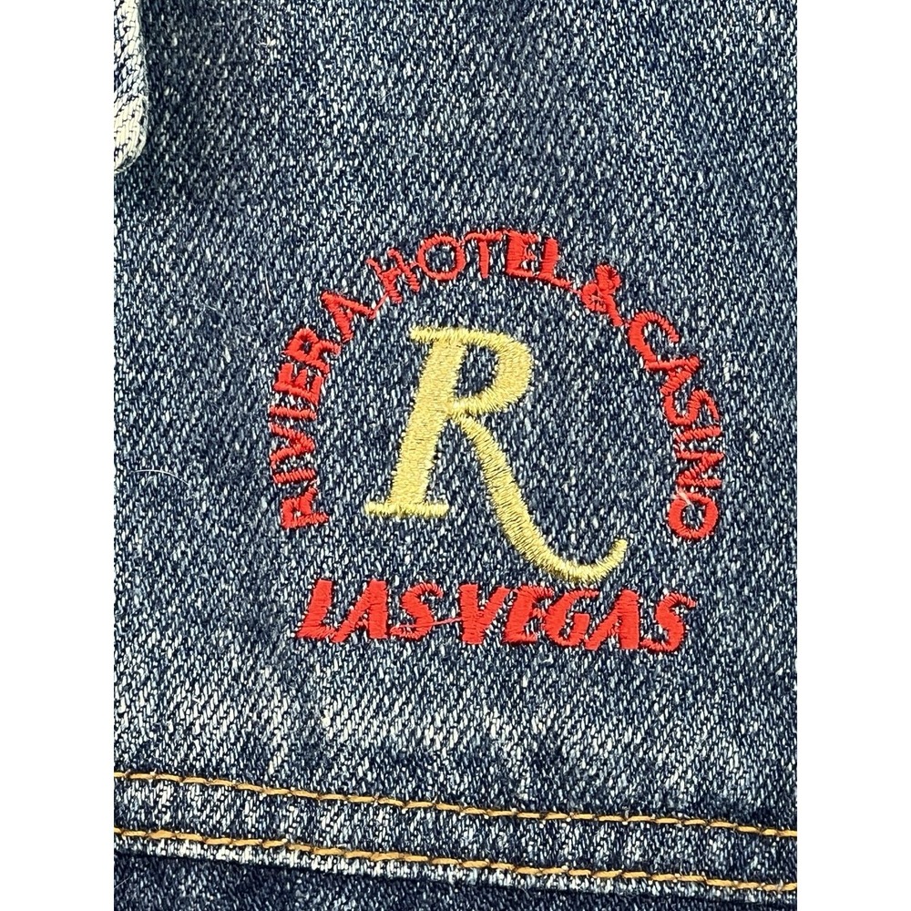 Riviera Hotel And Casino Las Vegas Denim Embroidered Jacket Size 2XL Vtg - Picture 3 of 10